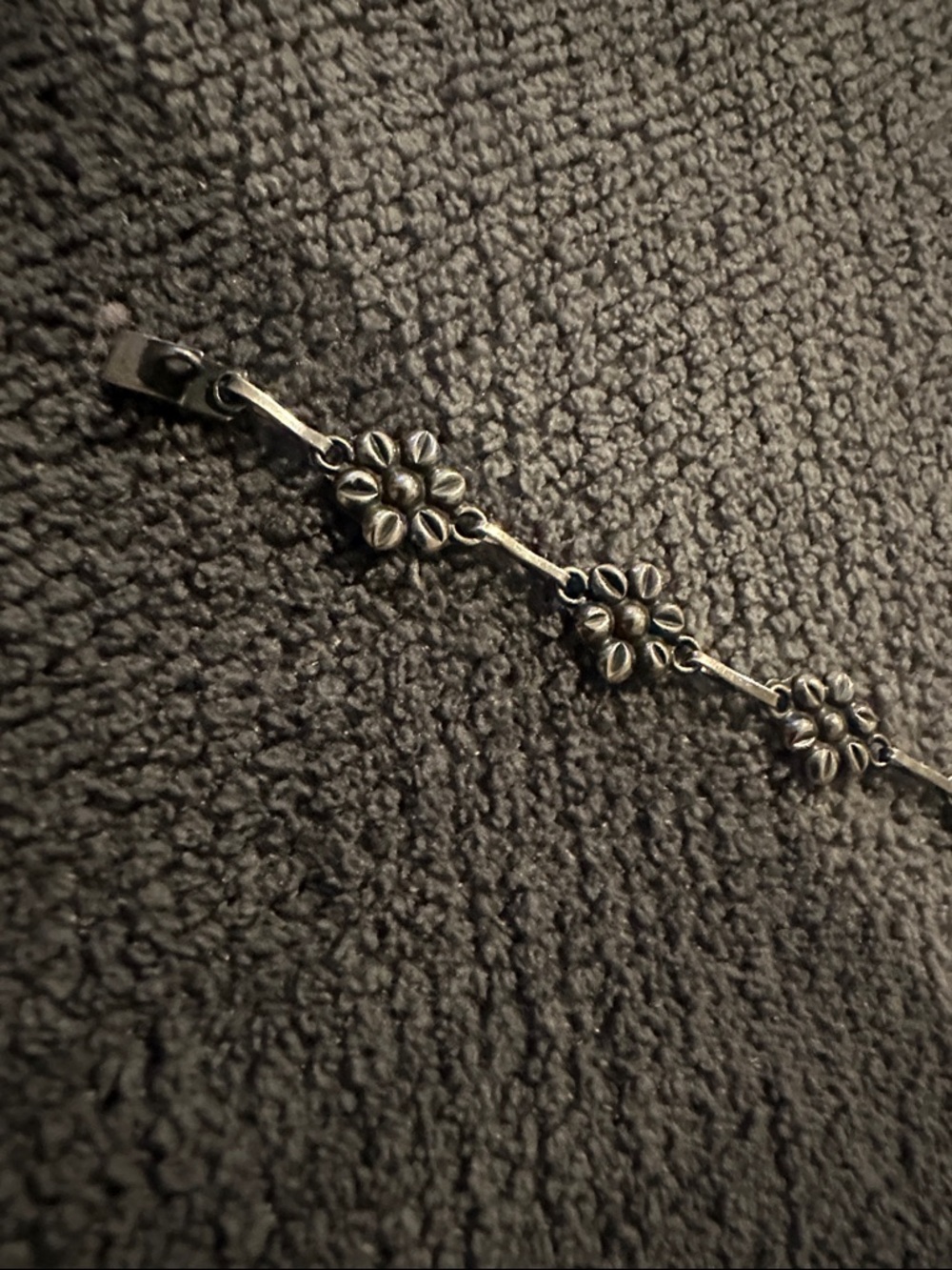 Silver Floral Link Bracelet from Mexico 7 inches